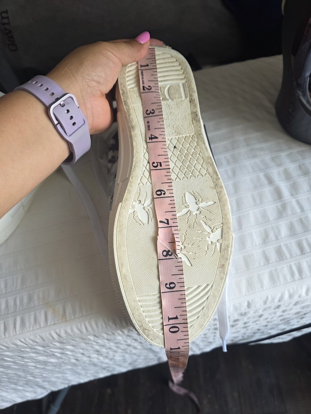 Dior White and Grey Patterned Lace-Up Sneakers - Picture 8 of 8
